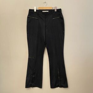 Vintage 90s Nevada Black Flare Cargo Style Pants Zipper Accents - Size 14 EUC
